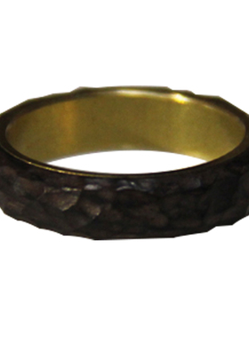 陨石纹黄铜黑檀木私人礼物戒指
