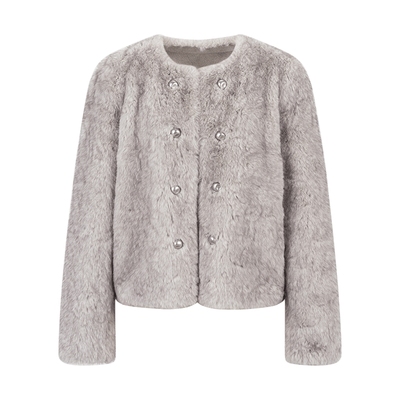 衣香丽影灰色小香风皮草外套女