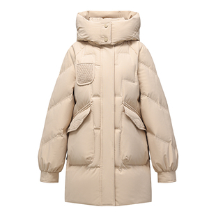 啄木鸟2025冬季高档白鸭绒羽绒服中长款新款时尚韩版加厚保暖外套