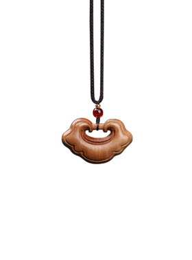 天然绿檀祥云锁毛衣链木质吊坠