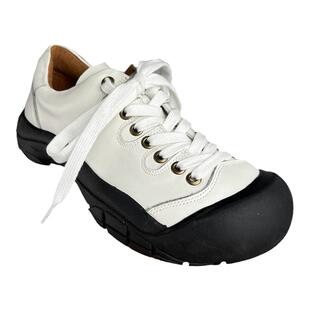 艺鞜2026秋新款真皮大头系带单鞋女厚底圆头老爹鞋头层牛皮小白鞋