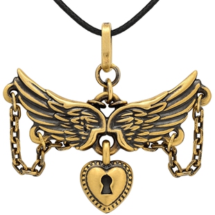 独白爱特天使复古黄金爱心羽翼锁链吊坠MR1913(限时送绳)妇女节