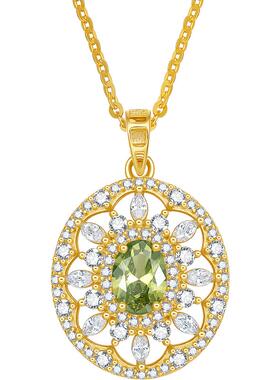 周六福S925银项链橄榄色锆石