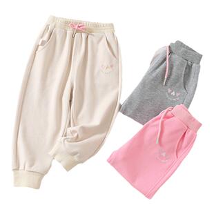 小数点童装春秋新款单层长裤女童秋季裤子中大童女宝宽松运动裤