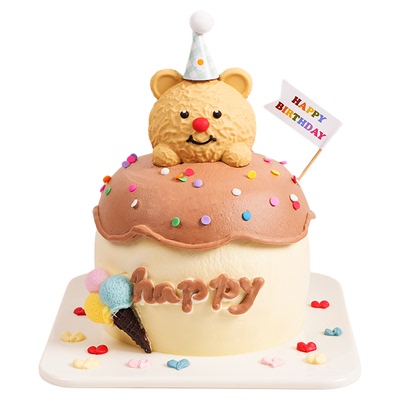 黄油小熊巧克力蛋糕装饰摆件