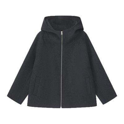 简约短款双面羊绒连帽大衣~