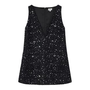 ERINRAE丨秋冬新品深V连衣裙无袖亮片小黑裙EG481208PL20