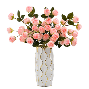 玫瑰花高档仿真花装饰花卉假花摆设花艺摆件塑料轻奢高端客厅摆件