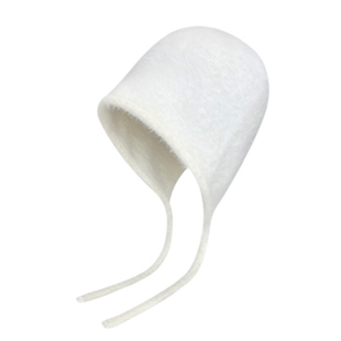 可爱系绳堆堆帽子冬季白色兔毛保暖套头帽女生针织毛线护耳雷锋帽
