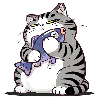 哈基米猫咪车贴摸鱼猫汽车贴纸反光磁吸钓箱保险杠玻璃头盔贴画