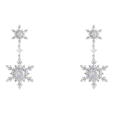 冬季氛围感满钻双雪花耳环耳钉