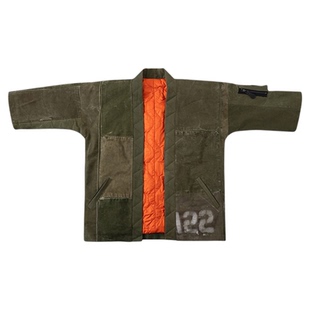 HDK(海觉) US二战高密度驮袋军布手工拼接水洗破坏做旧道袍KIMONO
