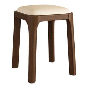 餐桌用实木软包凳子可叠放不占地方吃饭餐桌凳中古风家用餐桌椅