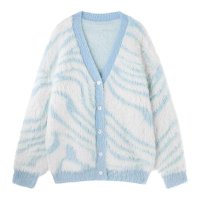 BJHG仿貂毛斑马条纹毛衣男款