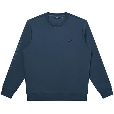 【多色可选】Hazzys哈吉斯男士空气层卫衣秋季休闲纯色圆领上衣潮