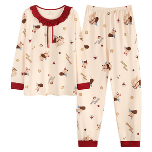 贴身睡觉穿的睡衣甜美女生冬季晚上可以穿着 纯棉带胸垫全棉舒适