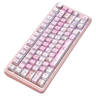 猫尔本M75旋钮女生可爱三模机械键盘RGB彩光8000毫安无线游戏办公