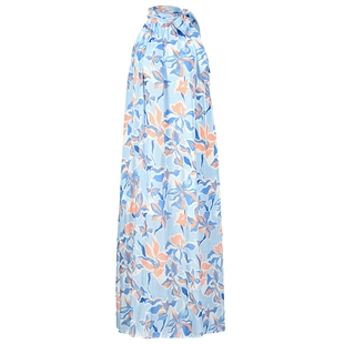 YES BY YESIR叶谦原创设计25夏新款度假流光纱印花绑带连衣裙