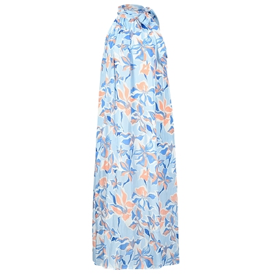 度假流光纱印花绑带连衣裙