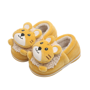 儿童棉拖鞋冬季1-3岁5男女宝宝室内保暖棉鞋卡通老虎毛毛家居拖鞋