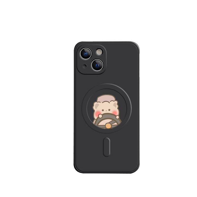 适用创意熊兔磁吸适用iPhone16e手机壳14Promax磨砂15情侣Xs苹果12卡通magsafe无线充电8防摔se