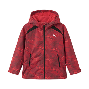 【新年款】PUMA彪马童装新款儿童便服外套连帽上衣红色加绒外套