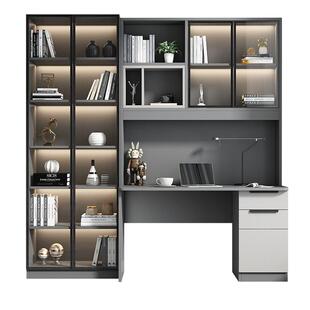 电脑学习桌北欧简约书桌书柜书架一体组合桌子笔记本带书架电脑桌
