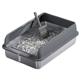 不锈钢猫砂盆猫厕所超大号双层顶盖二合一围栏防臭防溅加高围挡