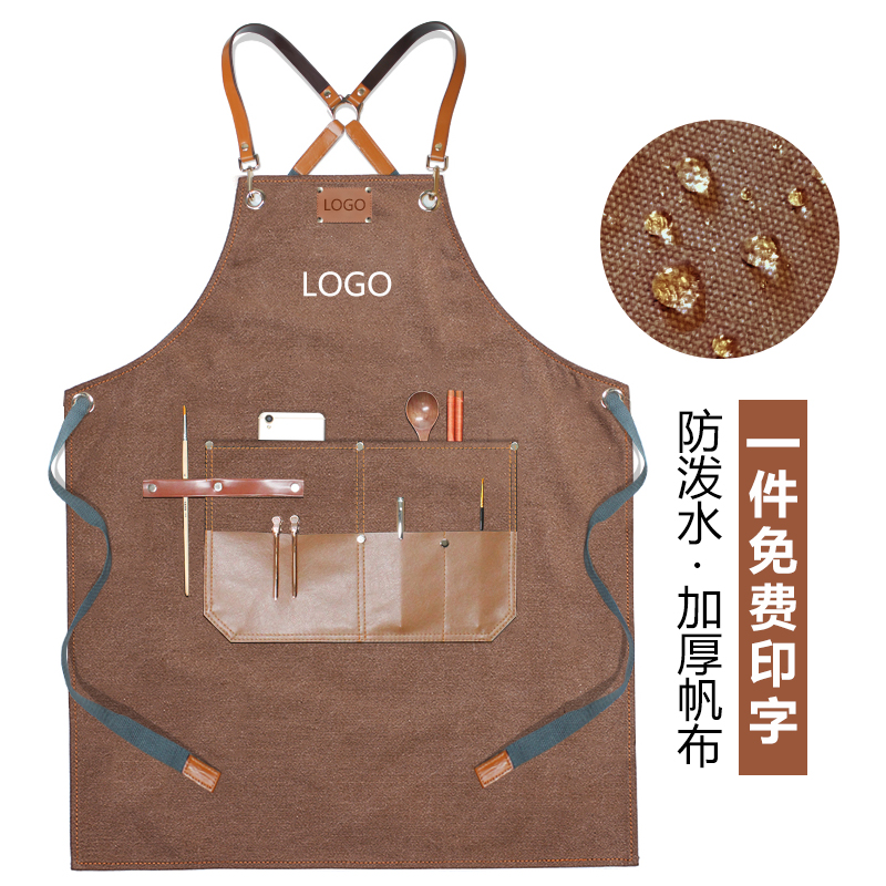 理发师工作服不沾发美发师发型师剪头发专用围裙牛仔防水定制logo