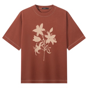 【百合花】卡宾短袖T恤男2026春夏新款印花纯棉圆领中国风上衣