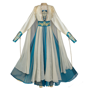 拟梦国风大典秀场款圣微女武神改良非汉服对襟一片式下裙汉元素