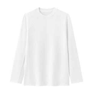 拇指白小T热特姆插肩长袖T恤秋季新款保暖抗静电体恤男女款打底衫