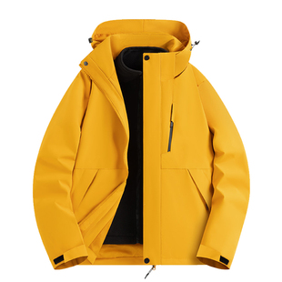 冲锋衣外套女2025新款春秋薄款冬季三合一向日葵黄户外登山服男