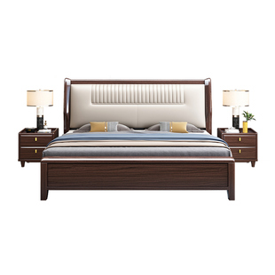 【政府补贴】紫金檀木高端主卧实木床1.8m工厂直销双人床软靠大床