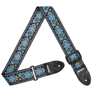 AMUMU复古经典花图案吉他背带木吉他电吉他贝斯斜挎肩带乐器配件