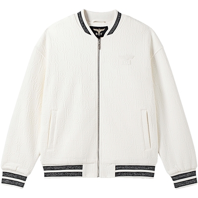 BOYLONDON春季男女同款外套简约提花时尚棒球领潮牌夹克N12010