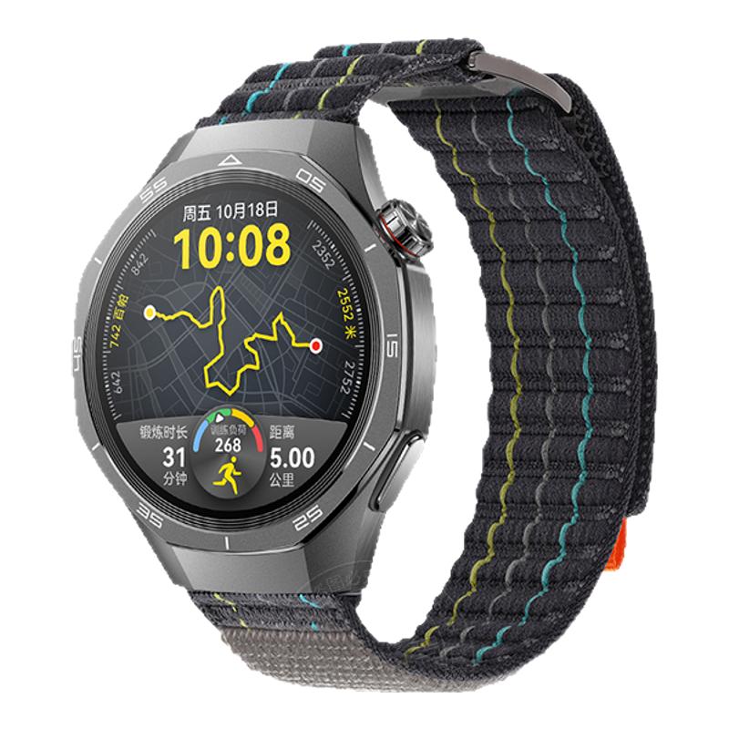 适用华为gt5手表带watchgt5pro尼龙编织腕表GT4运动watch4智能gt3时尚男女式46mm高级纤维手链buds金属环腕带