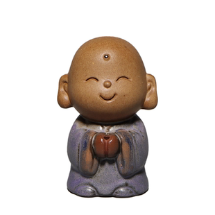 沁心源 台湾原产莺歌陶瓷工艺品 小沙弥 小和尚  香宠 香插小摆件