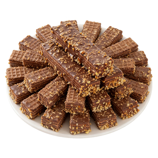 坚果巧克力威化饼干下午茶休闲零食威化饼整箱批发官方旗舰店零食
