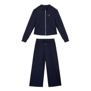 紫涵藏青运动休闲卫衣套装女秋季新款立领拉链外套直筒卫裤两件套