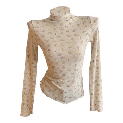 半高领木耳边长袖打底衫女士内搭