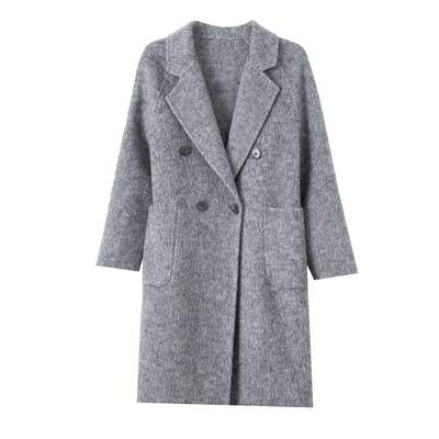 长毛西装双面羊绒大衣女中长款