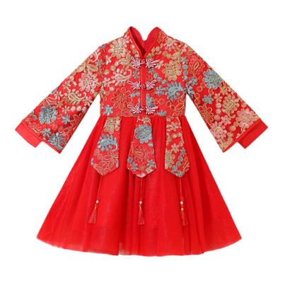 女童连衣裙公主裙秋冬旗袍拜服