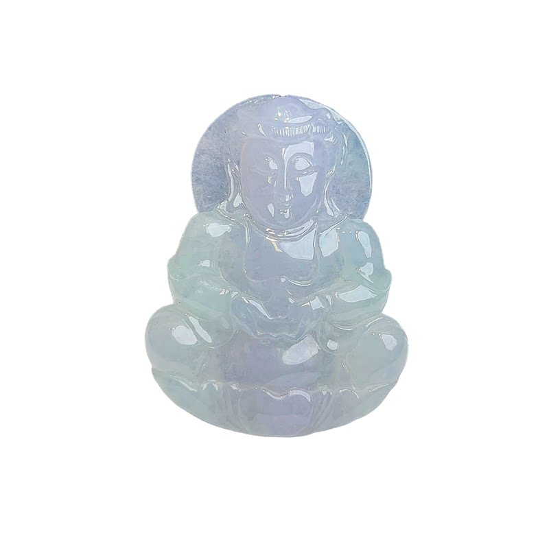 七彩云南缅甸A货天然翡翠春带彩翡翠观音挂件吊坠
