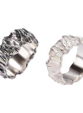 石头戒指原创设计925潮免费刻字