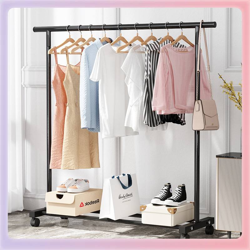 简易衣帽架落地室内挂衣架卧室衣服收纳衣杆宿舍晒衣架凉架子家用