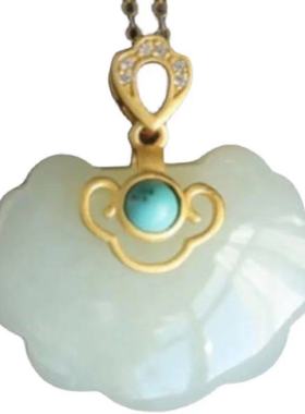 国货崛起鎏金天然玉石气质如意锁