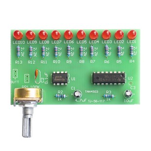 十路NE555+CD4017流水灯焊接电路板DIY散件电子制作套件TJ-56-117