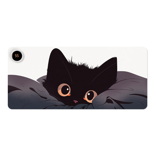 可爱黑猫2025新款加热鼠标垫左侧开关卡通超大发热暖桌垫防水办公室垫桌面电脑键盘垫冬季usb电热板暖手桌垫