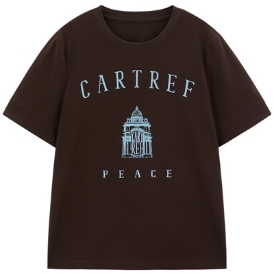 太平鸟宽袖刺绣图案短袖T恤